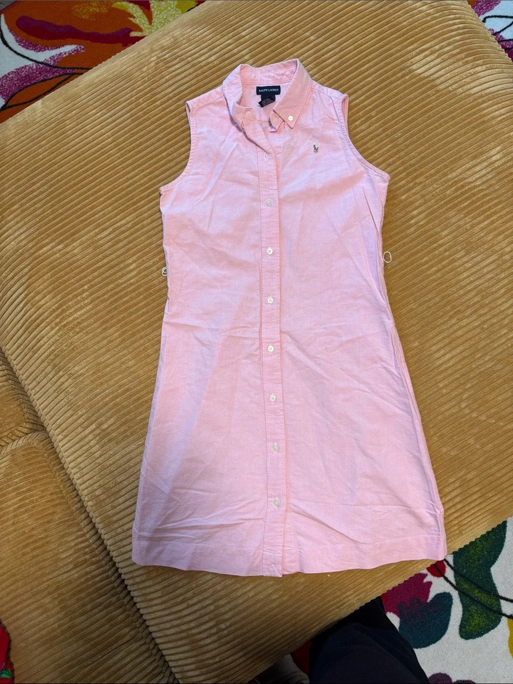 Kids Ralph Lauren Light Pink Sleeveless Button-Front Shirt Dress
